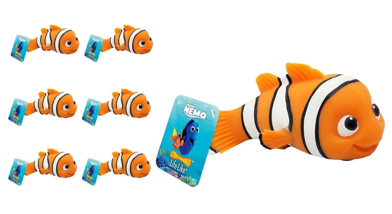 JA-RU Disney Stretchy Toys Nemo Figures Squish & Pull Toys (6 Units). Finding Nemo Calming Fidget Toy, Stress Toys, Birthday Gifts for Kids, Boys & Girls. C-6900-6