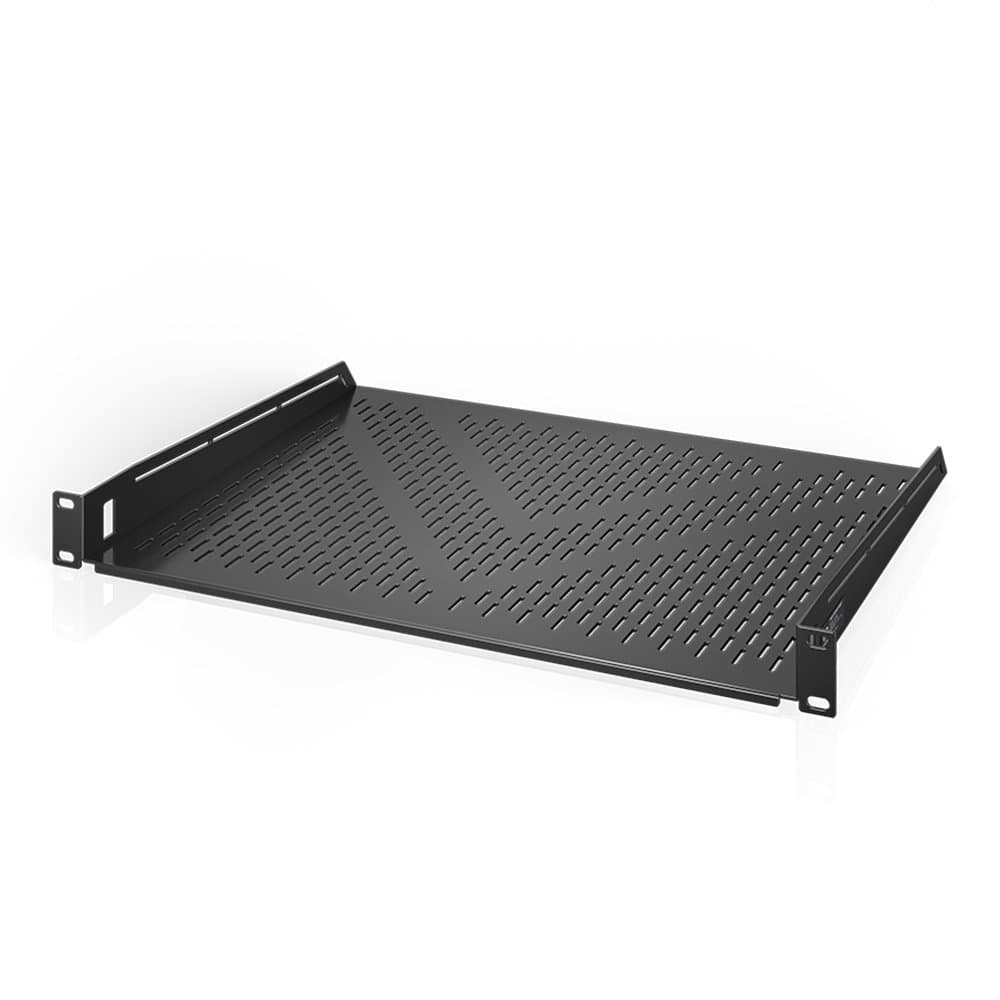 AC Infinity Vent Cantilever 1U Universal Rack Shelf 14" Depth for 19" Equipment Racks, Heavy Duty 2.4mm Cold Rolled Steel, 60 lb Capacity