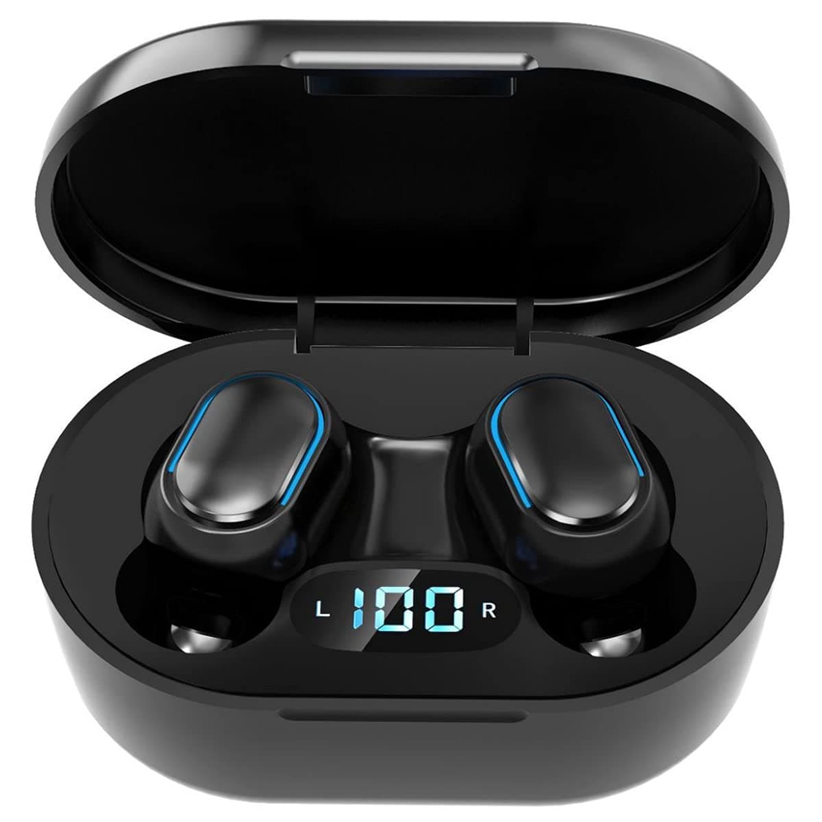 Wireless Headphones, True Wireless Earbuds with Led Display Charging Case, HD HiFi Stereo, One-click Smart Control, Built-in Mic, IPX7 Waterproof Bluetooth Earphones for Work and Sport