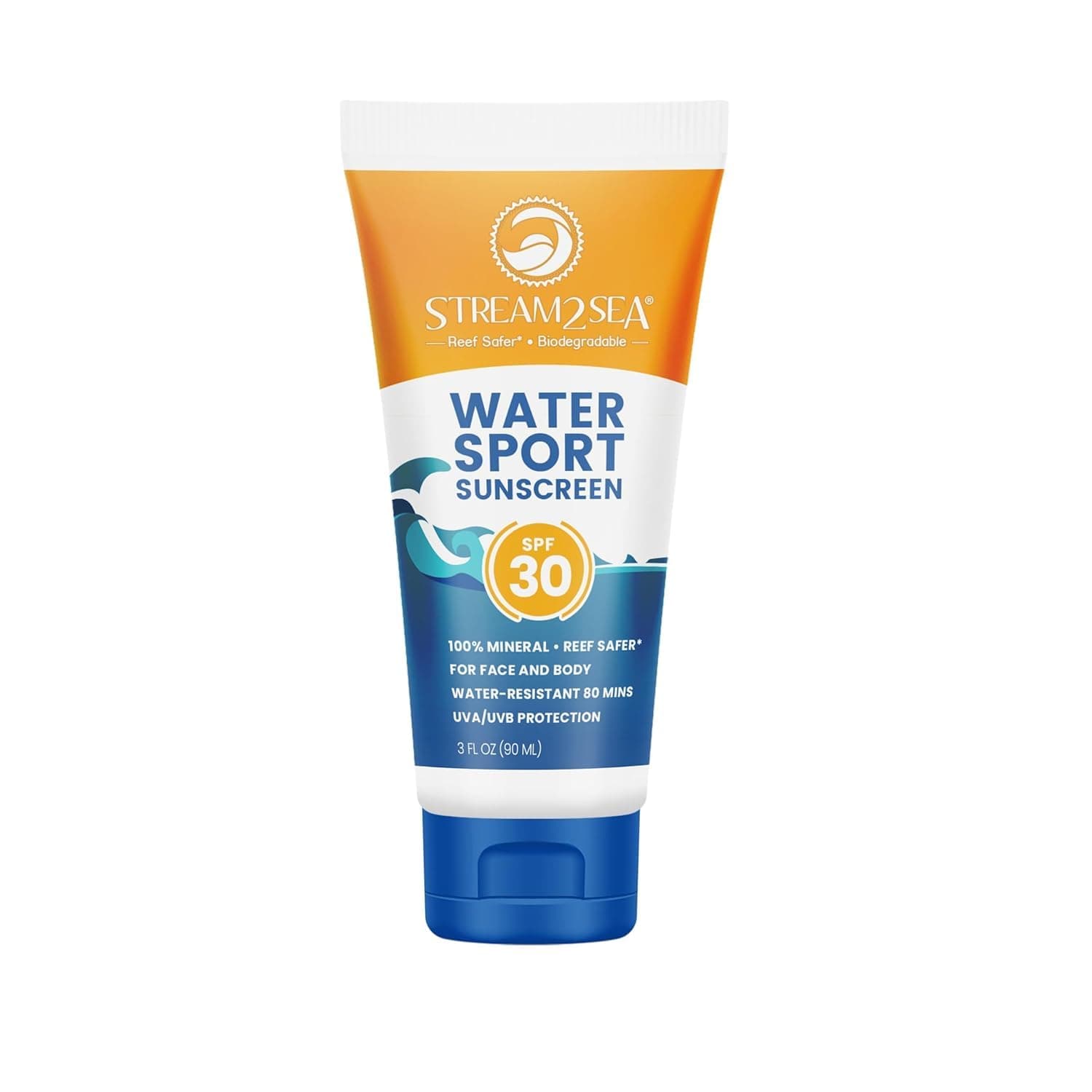 - STREAM 2 SEA SPF 30 Biodegradable Mineral Sunscreen, 3 Fl oz Non-Greasy and Moisturizing Reef Safe Sunscreen For Face Protection and Body Against UVA and UVB