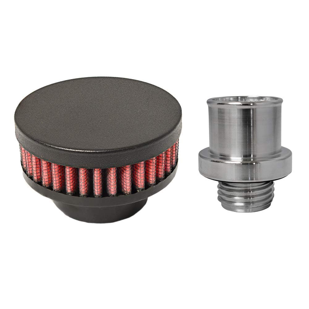 CFM PerformanceCFM Performance Baffled Billet Valve Cover Breather compatible with 2008-2015 Lancer Evolution X 10 & Ralliart (Textured Black)