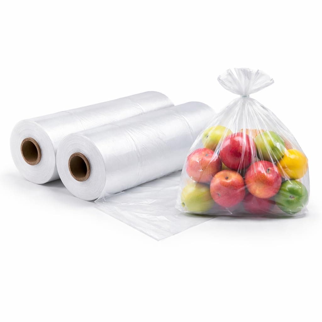 Sabco - 2 Rolls Twin Pack Plastic Bags On Roll - Clear Poly Food Sandwich Food Bags For Fruit And Veg - 13" X 17" Or 350 X 440mm