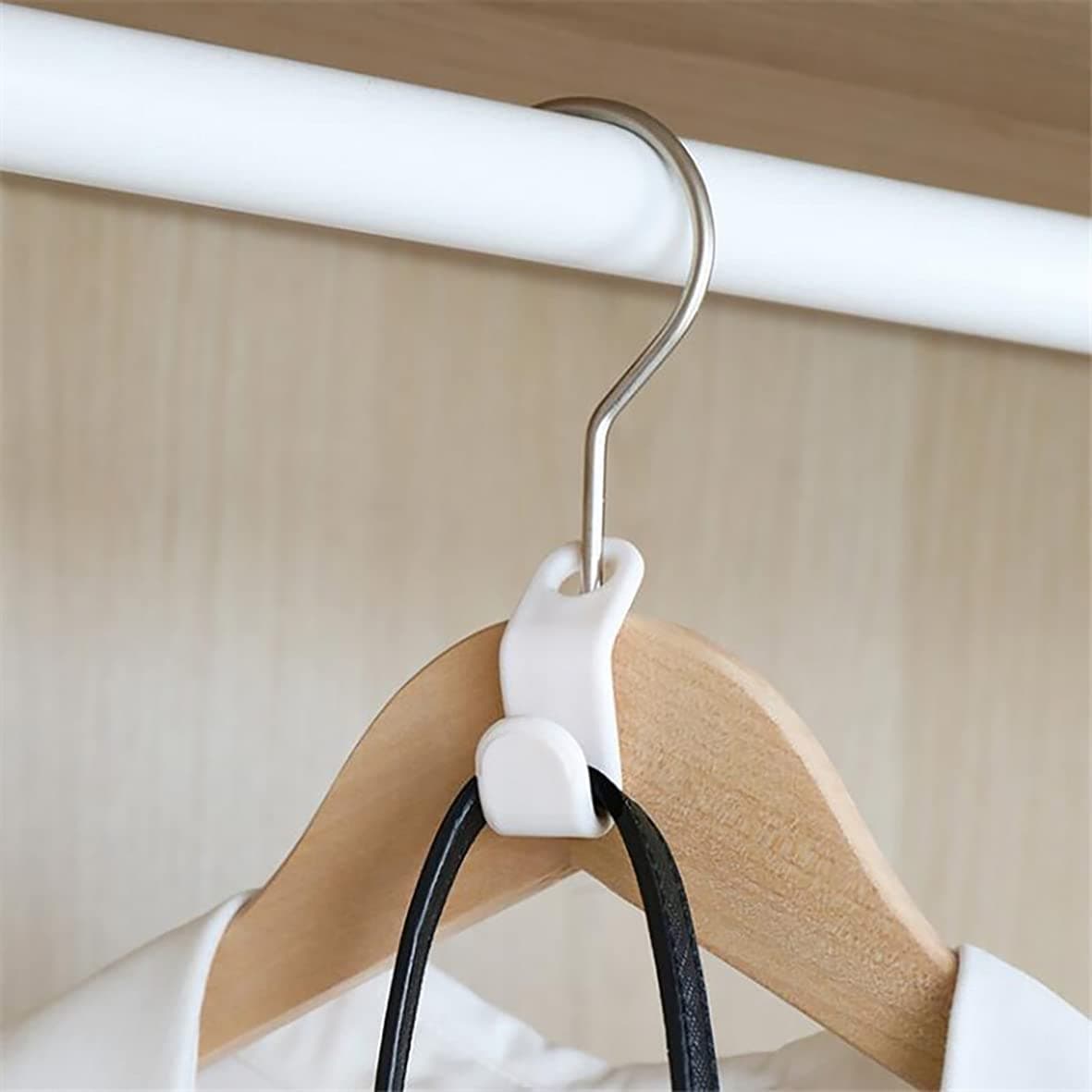 60 Pcs Clothes Hanger Connector Hooks, Mini Cascading Hanger Hooks for Velvet Huggable Hangers, Wooden Hangers, Heavy Duty Space Saving for Closet (White-2,60)