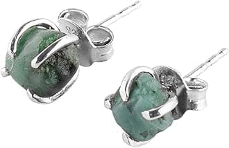 AA Raw Gemstone Rough Crystal Stone Dainty Stud Earrings for Women, Birthstone Handmade Wedding Jewelry, 925 Sterling Silver 4-Prong Setting Earrings, Birthday Gifts for Mom, Girls