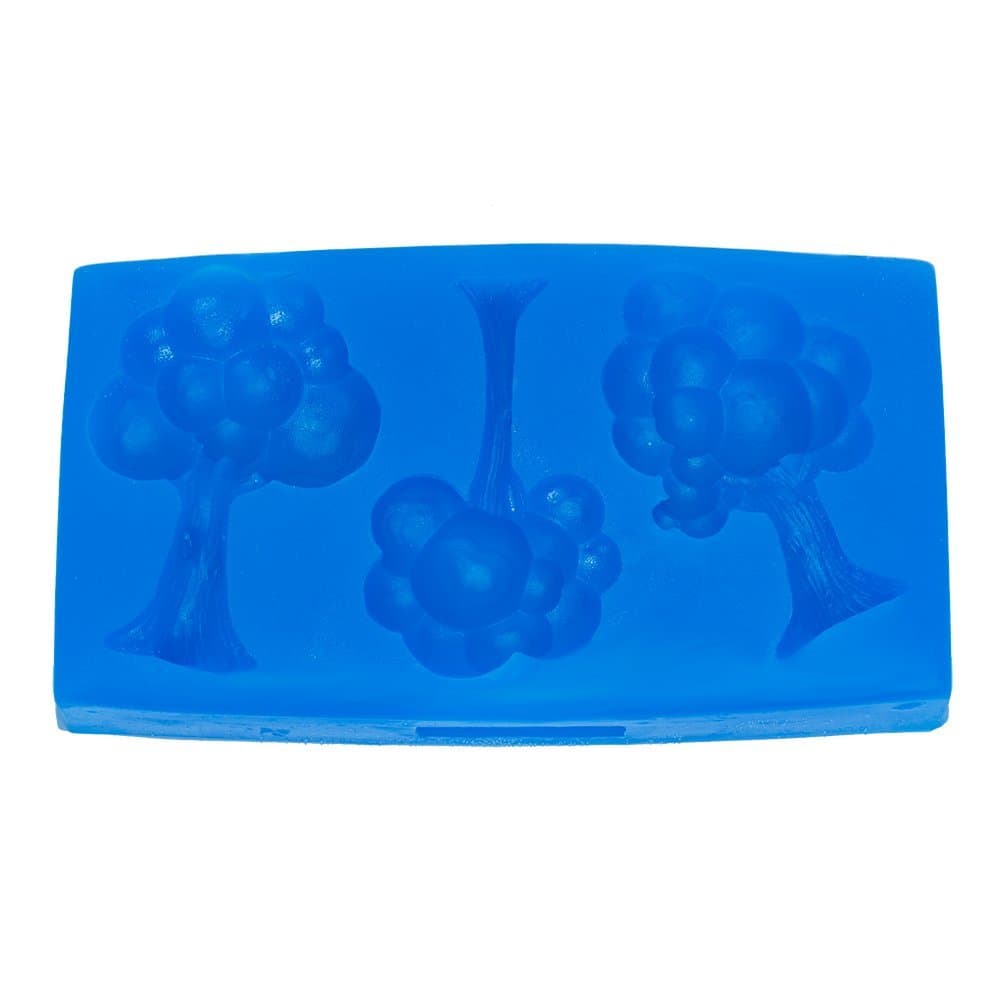 First Impression Molds Cartoon Tree Set Silicone Cake Decorating Mold, Small, Blue