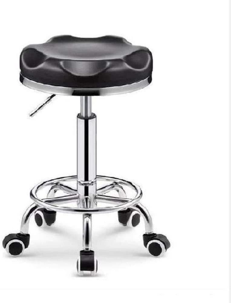 Stool on Wheels Office Stool with Wheels,Height Adjustable Stool with Blue Synthetic Leather Seat,Adjustable Height 52-62 cm,Supported weight 160 Kg,Saddle Stools with Backrest for Dentists, Doctors
