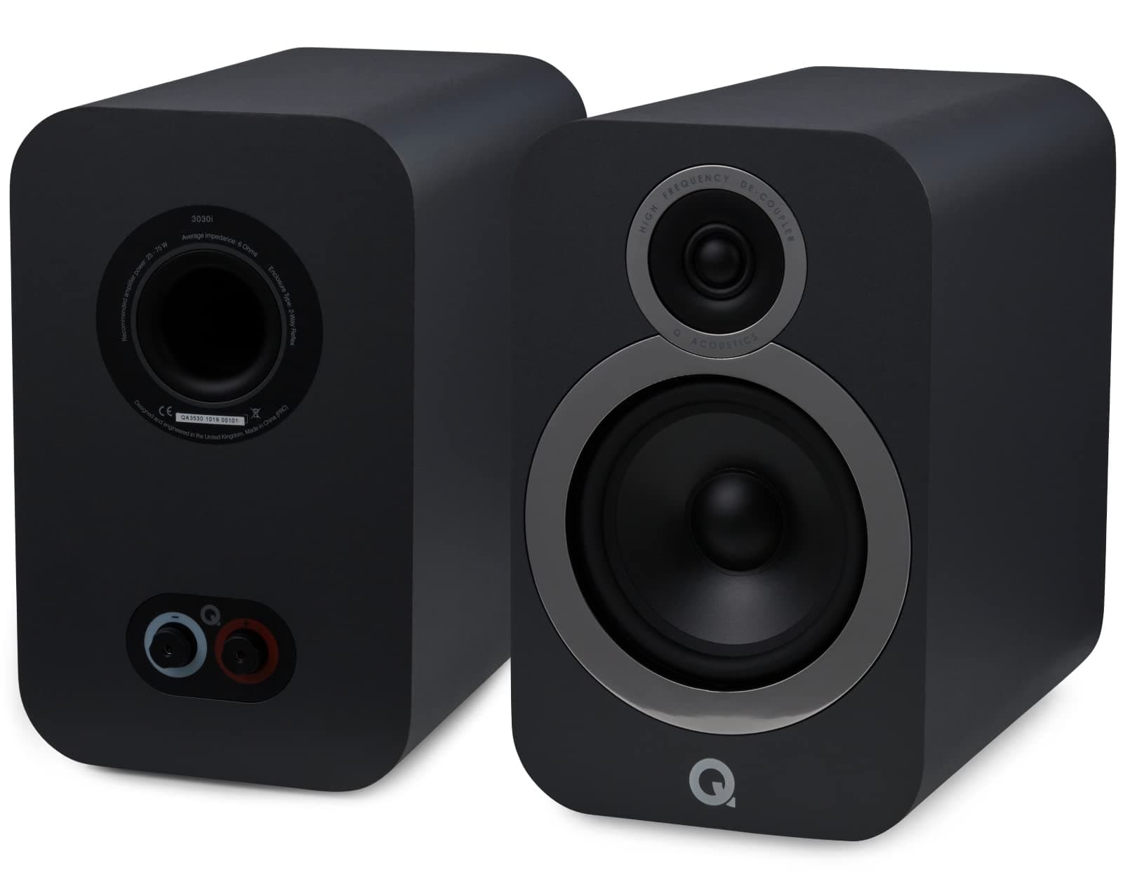3030i Bookshelf Speakers Pair Graphite Grey - Featuring 2-way Reflex Enclosure Type, 165mm (6.5") Bass Driver, and 22mm (0.9") Tweeter - Stereo Speakers Hifi/Passive Speakers