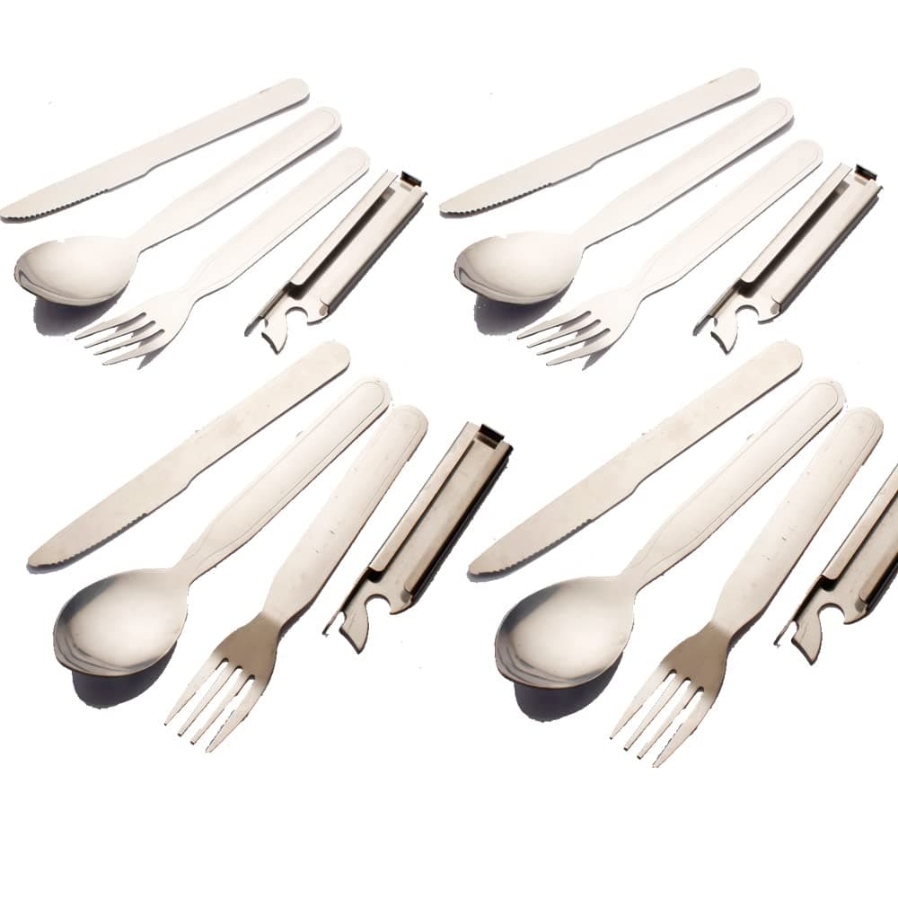 4 Set Picnic Flatware Set, Cutlery Set Extra Strong Ultra Silverware Set, 3 Pieces Knife Fork Spoon Set for Home Use/Travel/Picnic/Camping Utensils Set 2 ggryr nr4ne4 (4 set)