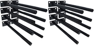 18 Pcs 8" Black Solid Steel Floating Shelf Bracket Blind Shelf Supports - Hidden Brackets for Floating Wood Shelves - Concealed Blind Shelf Support – Screws and Wall Plugs Included
