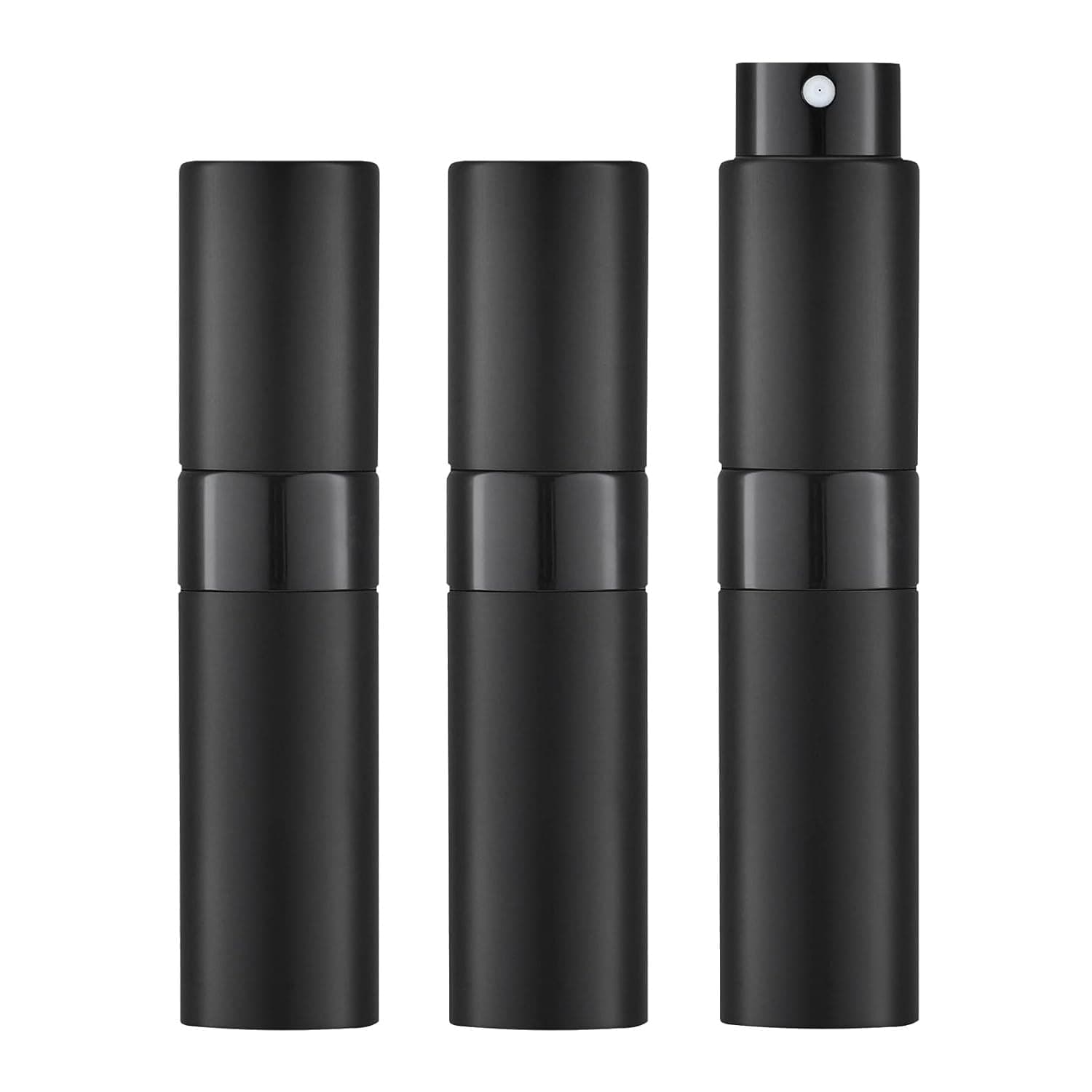 Loiisgy 8ML Portable Mini Perfume Atomizer Spray Bottle, Empty Cologne Dispenser, Portable Sprayer, Travel Refillable Atomizer Sprayer for Perfume, Fragrance (3 Pack, Black)