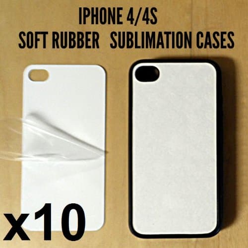 10 Black Blank iPhone 4 / 4S Rubber case Printable for heat and sublimation printing/Personalize/10 cases+10 insert