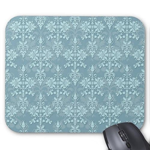 Vicsebb Custom Standard Rectangle Gaming Mousepad Pretty Pale Blue Damask Pattern Mouse Pad