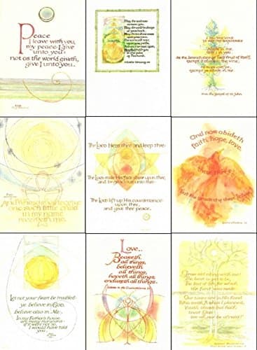 Orion Designs Illuminated Manuscripts, 20 Assorted Blank All Occasion Note Cards by Doris Karsell featuring inspirational art, Calligraphy and Words with Envelope (Set-2)