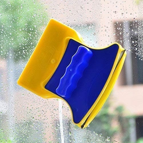 Forcado Magnetic Window Cleaner Double-Side Glazed Two Sided Glass Cleaner Wiper with 2 Extra Cleaning Cotton Cleaner Squeegee Washing Equipment Household Cleaner (Magnetic)