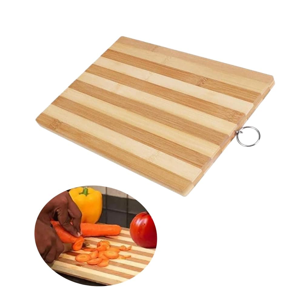 SJ TRADERSBamboo Chopping Board, Multipurpose Anti-Slip Surface Cutting Board, Durable Food Grade Kitchen Accessories, Cutting Board for Meat, Cheese or Vegetables - 24cm x 34cm x 1.3cm (Medium)