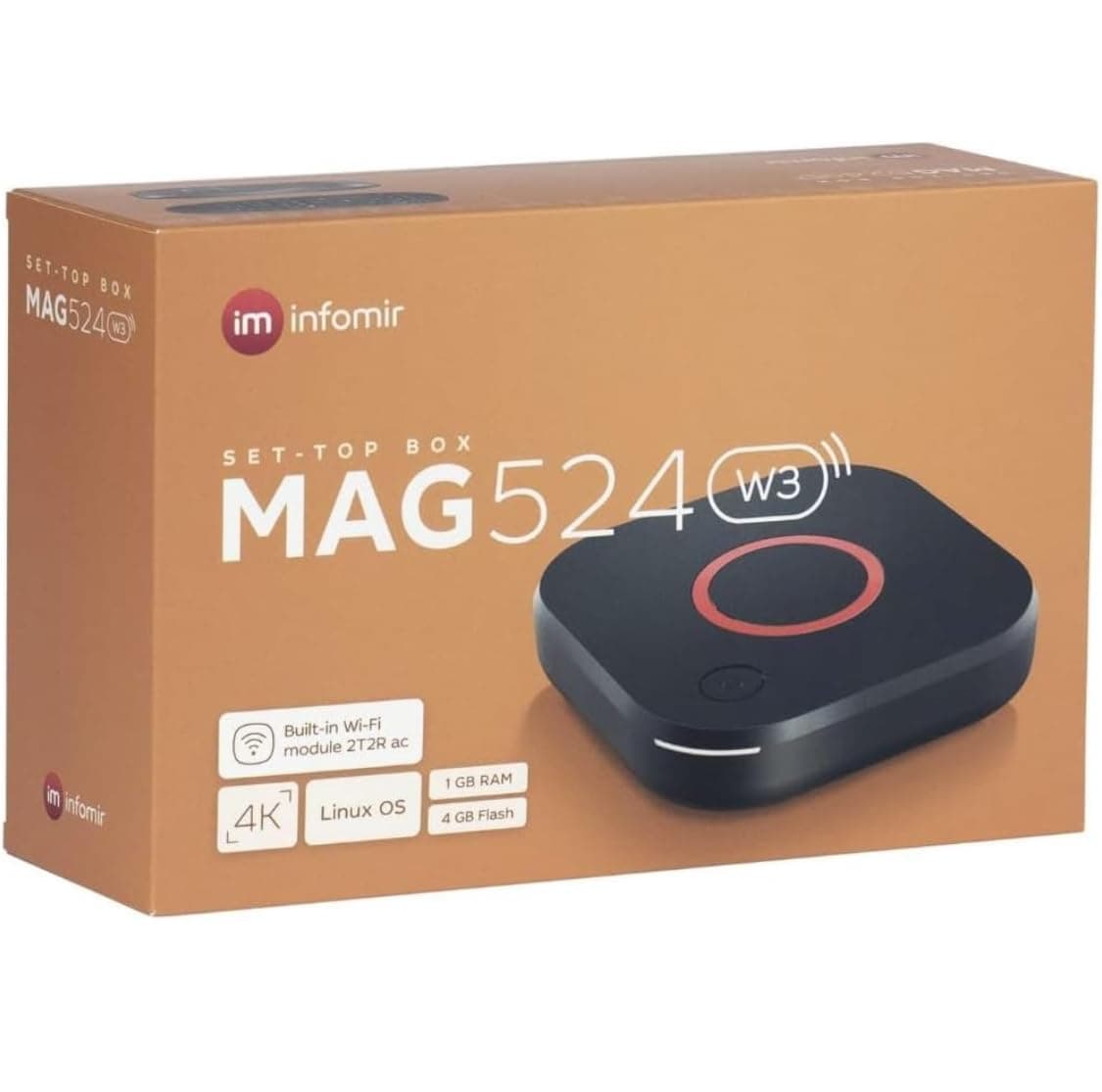 Original MAG 524 W3 4K Set Top Box Multimedia Player Internet TV Receiver 2160p @ 60 FPS HDMI 2.1 HDR and HEVC Support USB 3.0 4X ARM Cortex-A35 + HDMI Cable, Much Faster Than Mag