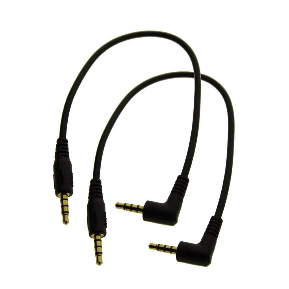 2Pack 8inch TRRS 4-Pole 3.5mm Male Right Angle to 3.5mm Male Audio Cable