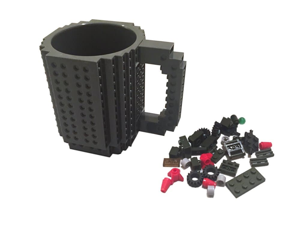 12oz Do It Yourself Buildable Brick Block Coffee and Tea Mug (Gray)