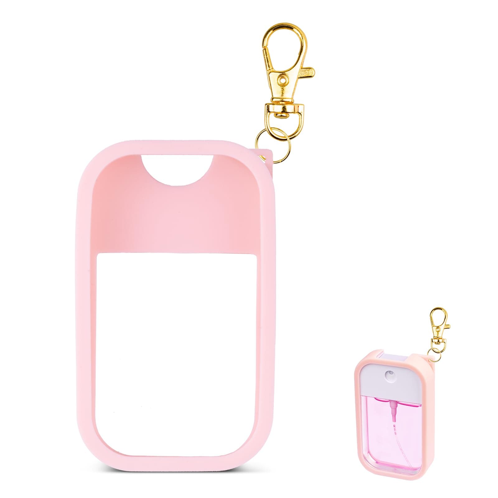 Silicone Case Compatible with Touchland Hand Sanitizer Spray, Protective Case with Keychain for Power Mist and Glow Mist 1 fl oz, Hand Sanitizer Spray Accessory (Pink, 1 Pack)