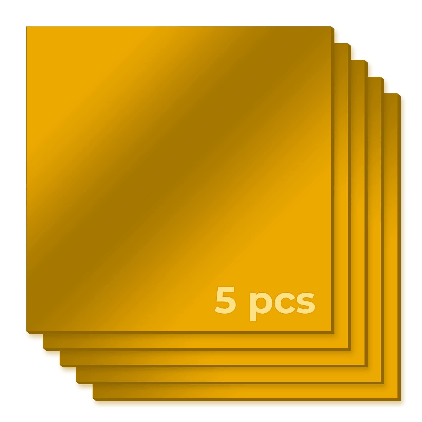 xTool Selected Gold Mirror Acrylic Sheets, 12" x 12" Opaque Glossy Mirror Plastic Sheet with 1/8 Inch Thickness, 5-Piece Rigid Tinted Mirror Acrylic for Cutting, Sawing, Laser Cutting and Engraving