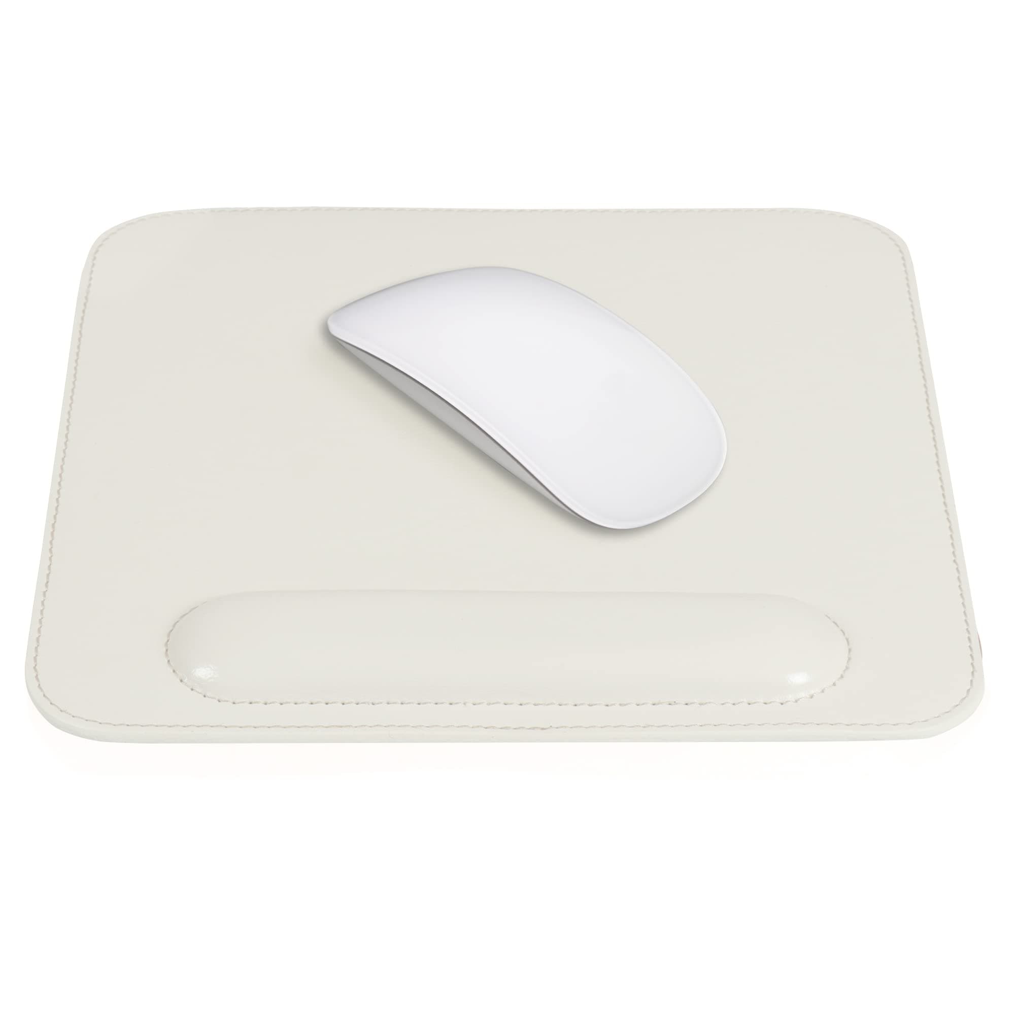 LONDO Leather Mousepad, PU Leather - Mouse Pad is crafted with fine and durable stitching - White