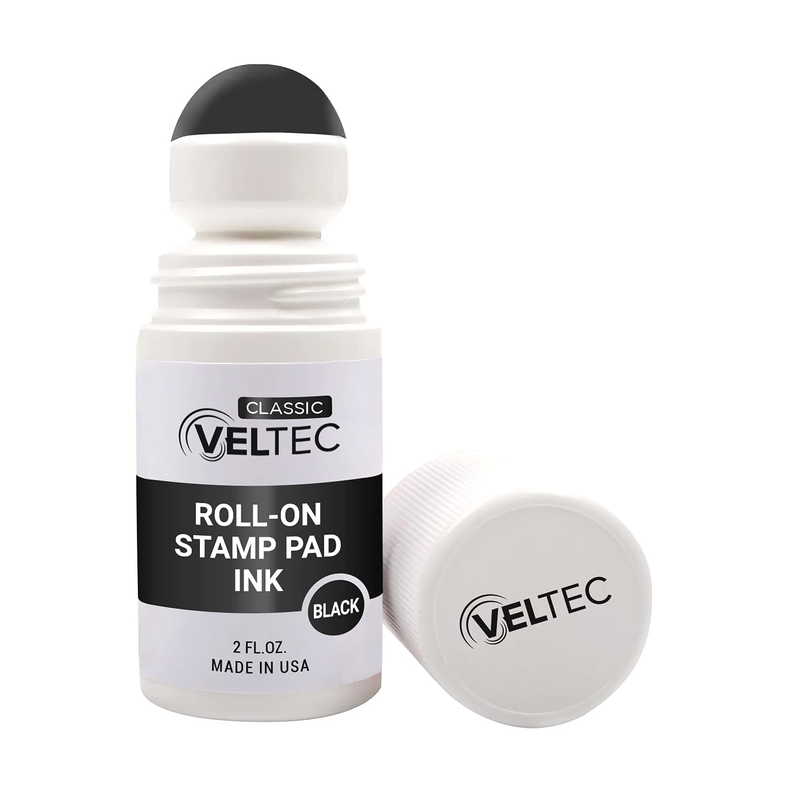 Classic Roll-on Stamp Pad Ink Refill, 2 oz Bottle, Apply to Ink Pad with Roller Ball (Black)