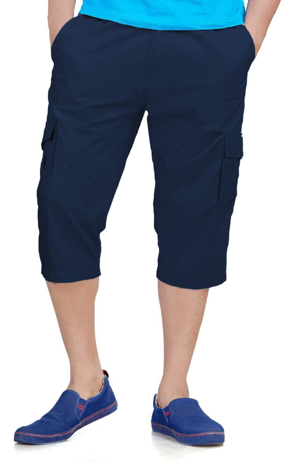 Men's Regular Fit Three Quarter Shorts Blue 40 Inch Waist