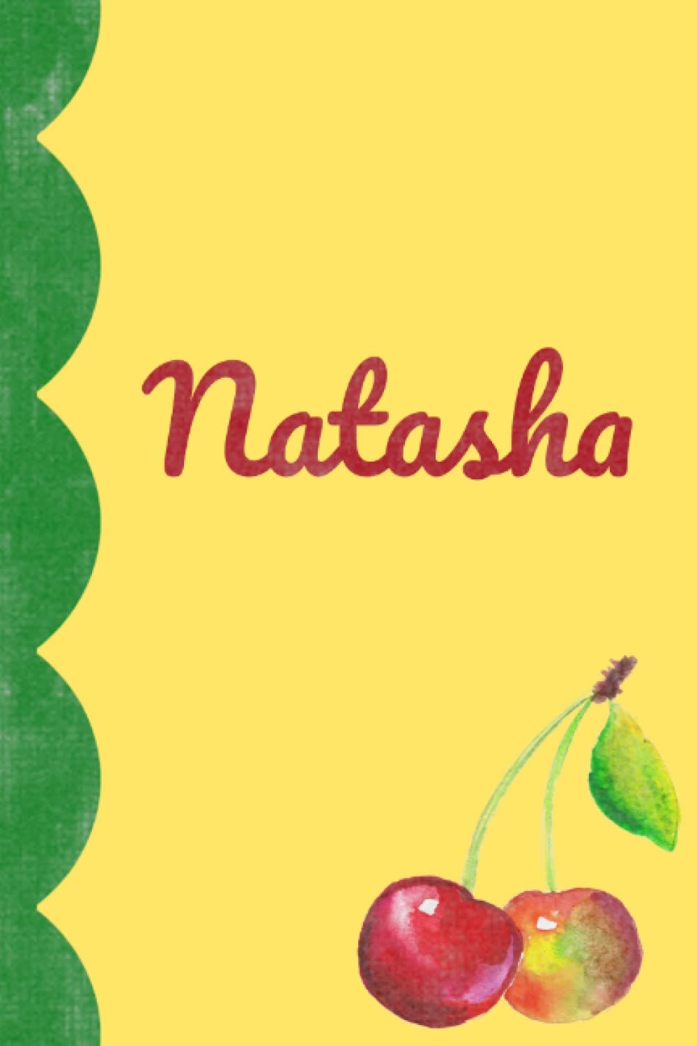Natasha in Vintage Cherries: A Blank Personalized Lined Notebook