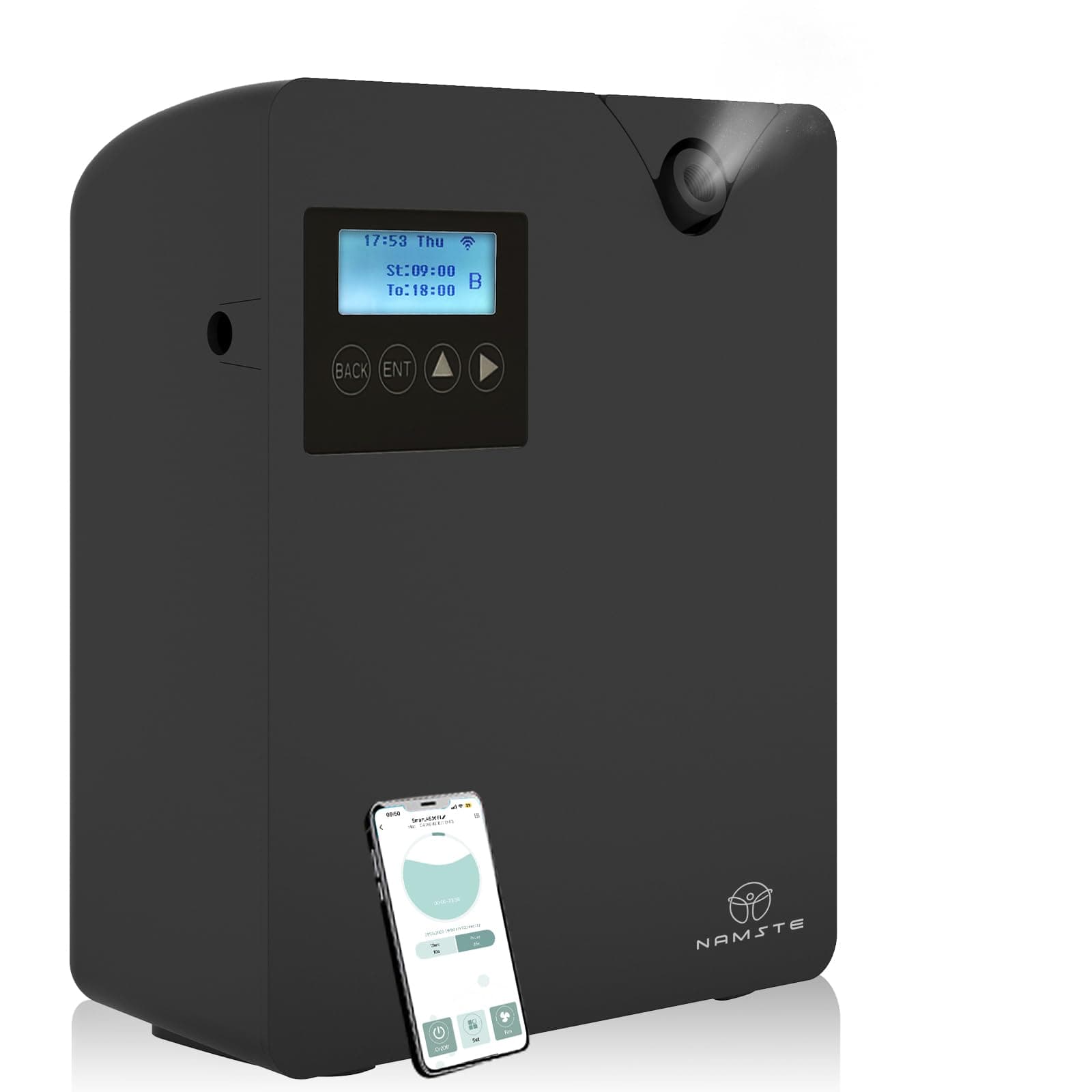 NAMSTE Smart Scented Diffusers, Bluetooth APP Control Scent Air Machine with Nebulizing Fragrance Aromatherapy Machine HVAC Aroma Diffuser for Home Business, Office, Spa(Black)