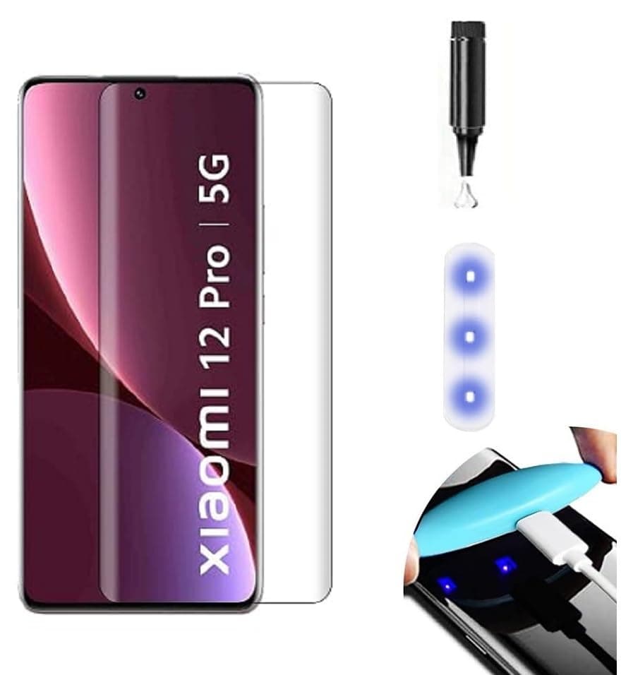 NISHTECH Advanced Hd+ Curved Uv Tempered Glass Screen Protector Designed For Xiaomi Mi 12 Pro 5G Smartphone || Full Screen Coverage With Easy Installation Kit(Anti-Scratch)