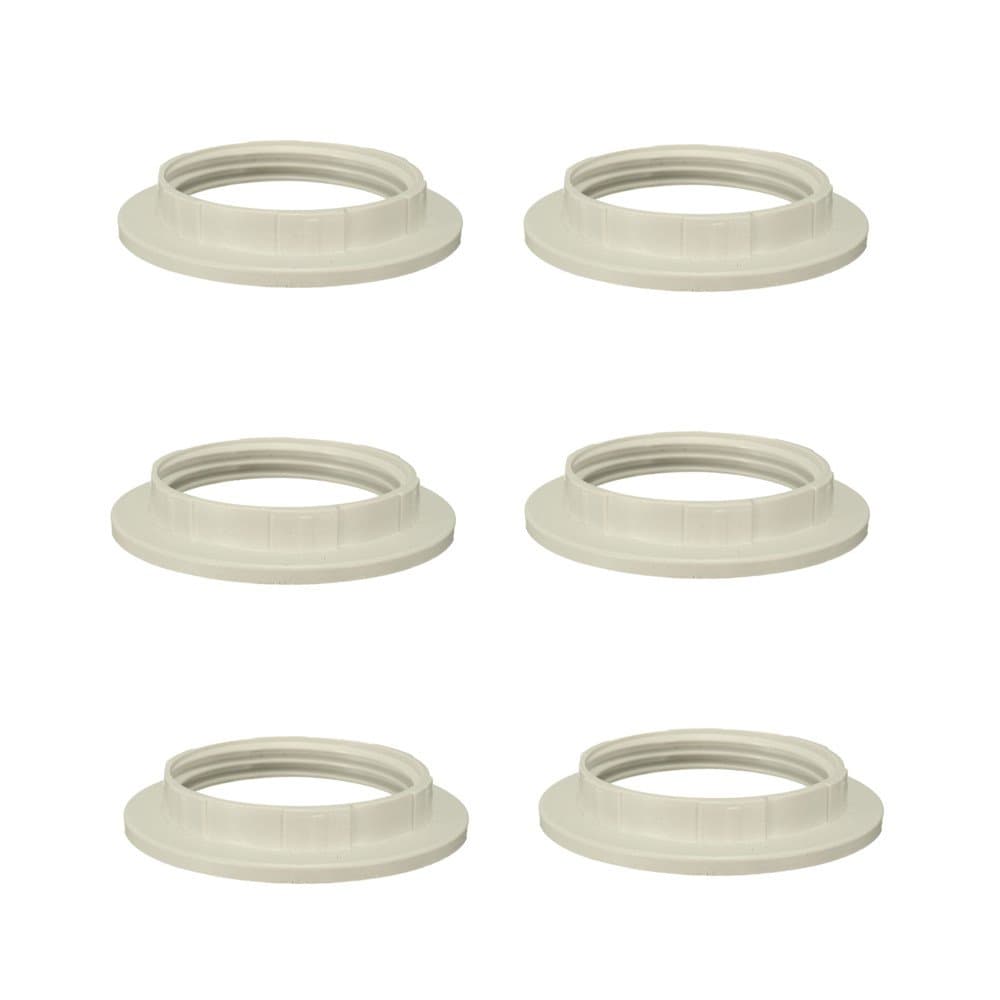 Efine 6 Pack Socket Screw Bulbs Edison Retro Pendant Lamp Holder Trap Black Twist and Lock E26 E27 Socket Replacement Ring(White)