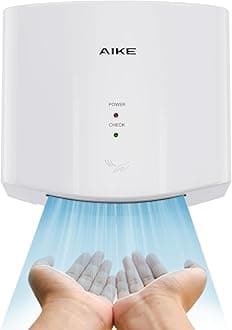 AIKE 10 Second Hand Dryer for Drying, High Speed Automatic Energy Saving Electric Hand Dryer, Commercial Hand Dryer for Bathroom and Toilet AK2630S 1400W White
