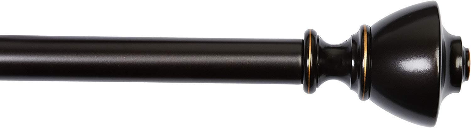 amazon basics 1 Inch Adjustable-Length Curtain Rod With Urn Finials And Brackets, 36 Inch To 72 Inch, Bronze