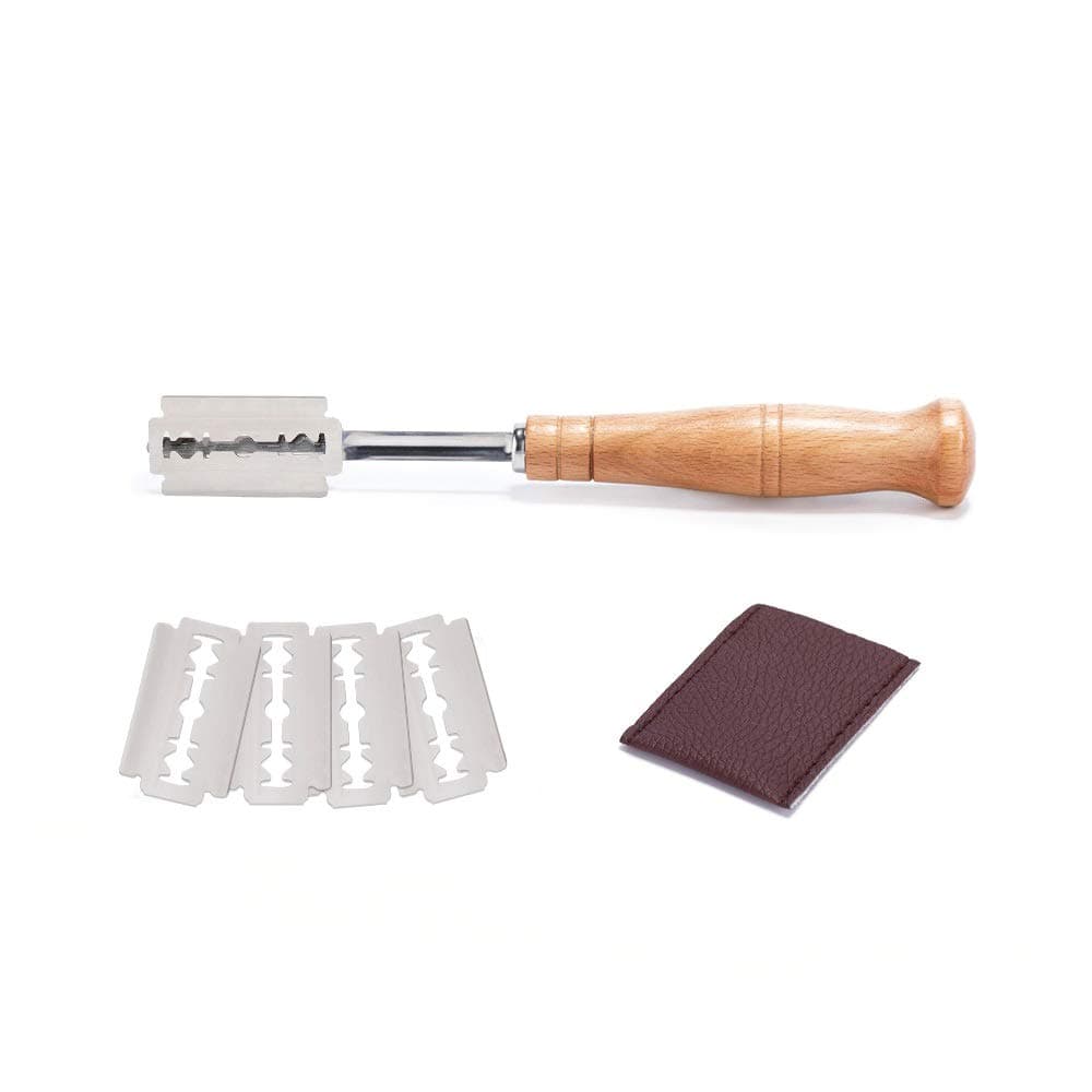 YMHB Premium Hand Crafted Bread Lame Dough Scoring Tool with 5 Blades and Leather Protective Cover