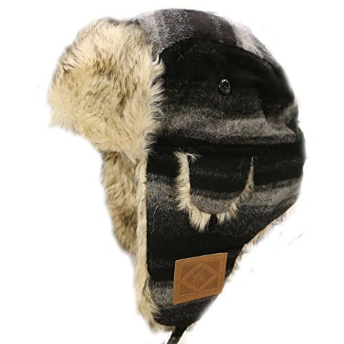 City Hunter W680 Wool Premium Solid Trapper Hats Multi Colors (Plaid Gray/Pink)
