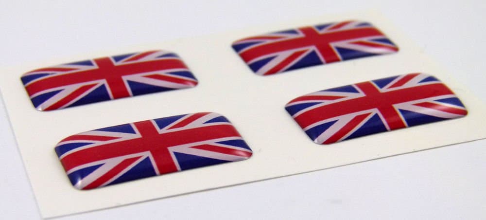 Great Britain mini Domed Decals Set 4 Emblems British Car Bike Boat... Stickers