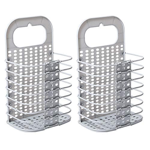 XRise Laundry Basket Collapsible, Foldable Hanging Laundry Hamper with Handle, Saving Space Portable Storage Baskets for Clothes, Toys, Kitchen Supplies. 2 Pack.Gray