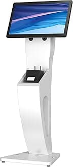 Sleek Floor Stand Kiosk for Monitors – CTA Sleek Floor Kiosk Stand with Printer Slot for Monitors 15" to 32" up to 60lbs - for Check-in Stations & POS Stations & More - White (ADD-LDSLEEKW)