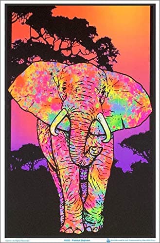 Painted Elephant Blacklight Poster - Flocked - 23" x 35"