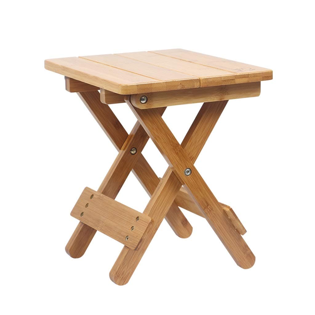 Portable Folding Camping Stool Heavy Duty Fold-in-half Solid Wood Outdoor Fishing Chair Bamboo Household Small Square Stool