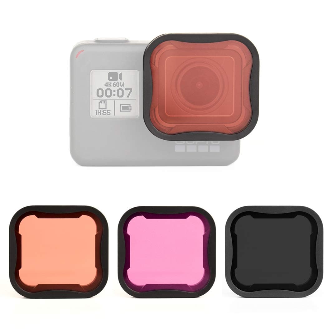 3-Pack Lens Filter Red/Magenta / ND8 Filter for GoPro Hero 5 6 7 Black, Snorkel Diving Filter and Neutral Density Lens Filter Kit Lens Protector for GoPro Hero 5 6 7 Black Camera