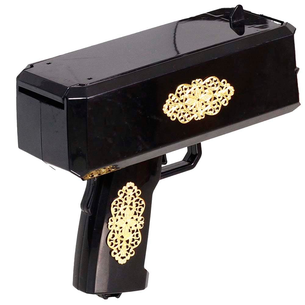 Money Gun with 200 Pcs Prop Paper(not Other Function) with Gold Floral Pattern Money Guns Prop Gun for Birthday Wedding Party Night Club