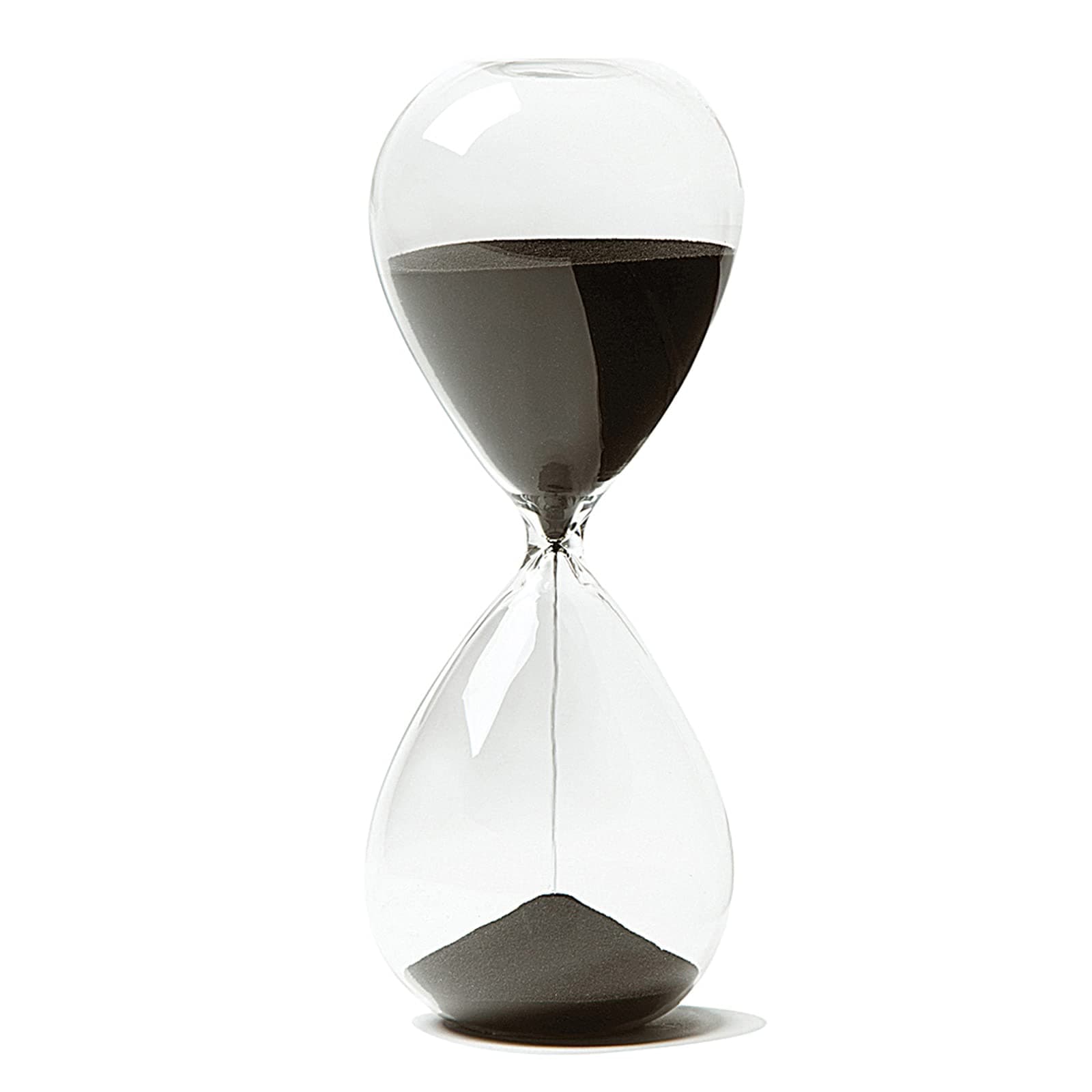 Hourglass, Hand-Blown Sand Timer Set for Time Management 15 Minutes Durable Glass Construction (15 min, Black)