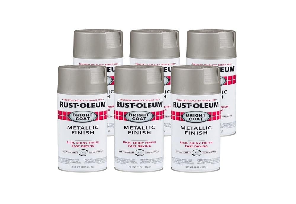 7715830-6PK Stops Rust Bright Coat Metallic Spray Paint, 11 Oz, Aluminum, 6 Pack