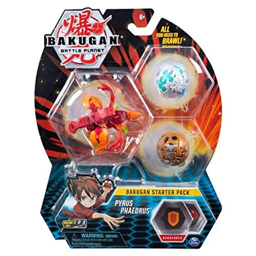 Bakugan Starter Pack 3-Pack, Pyrus Phaedrus, Collectible Action Figures, for Ages 6 and Up