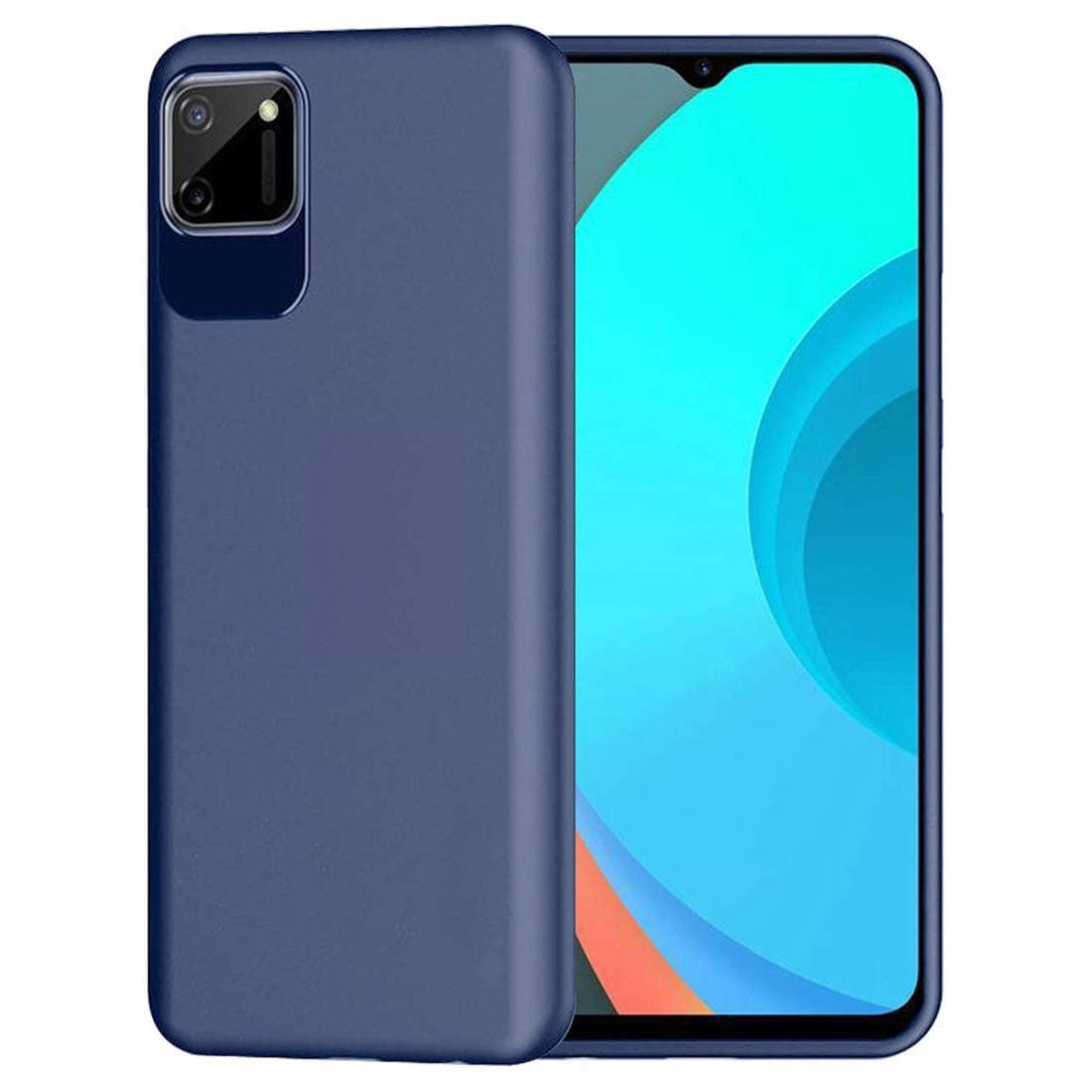 Casotec Matte Finish Pudding Soft Silicon TPU Back Case Cover for Realme C11 - Blue