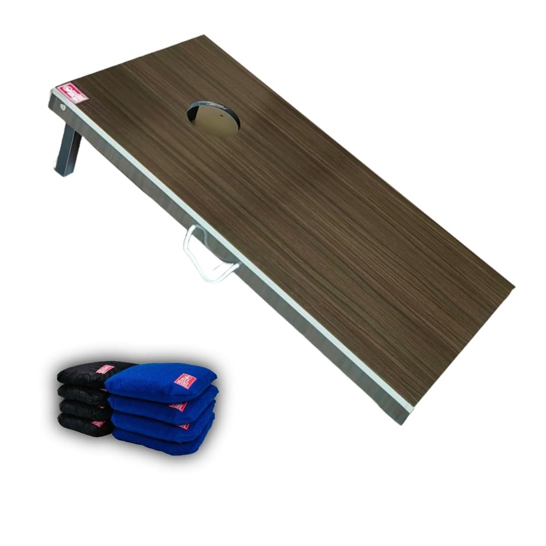 Beewibe Classic Cornhole Board Game Kit – 1 Cornhole Board (4'x2'), 8 Cornhole Bags, (Cornhole Board Game Set) (Walnut)