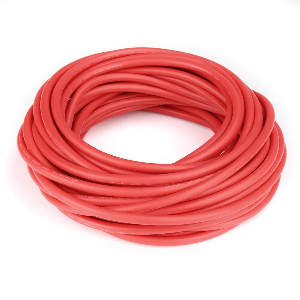 XJS Electric Copper Core Flexible Silicone Wire Cable Red 10M 32.8Ft (18AWG 30KV)