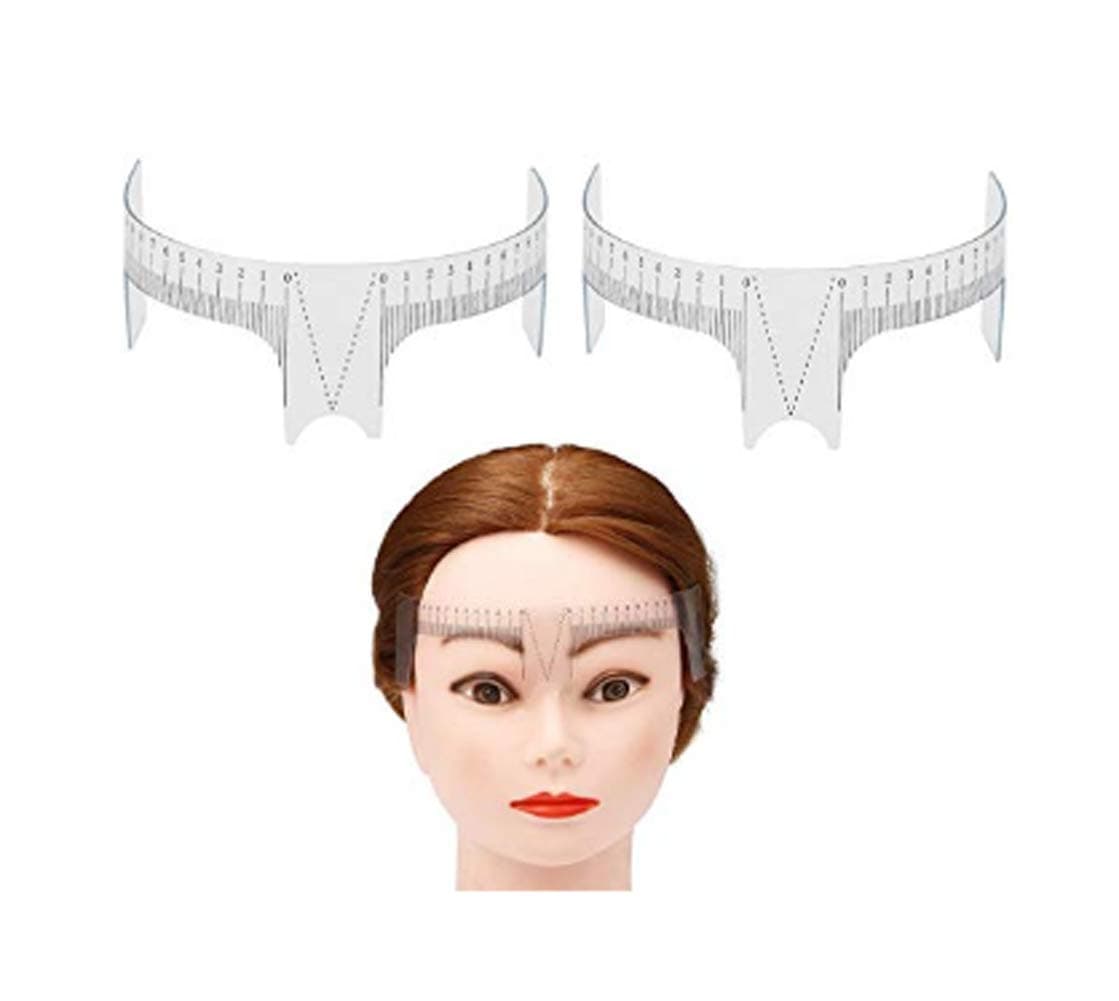 QUUPY 2PCS Plastic Eyebrow Stencil Ruler Guide for Eyebrow Stencil Positioning DIY Ruler Calipers Shaper Makeup (White)