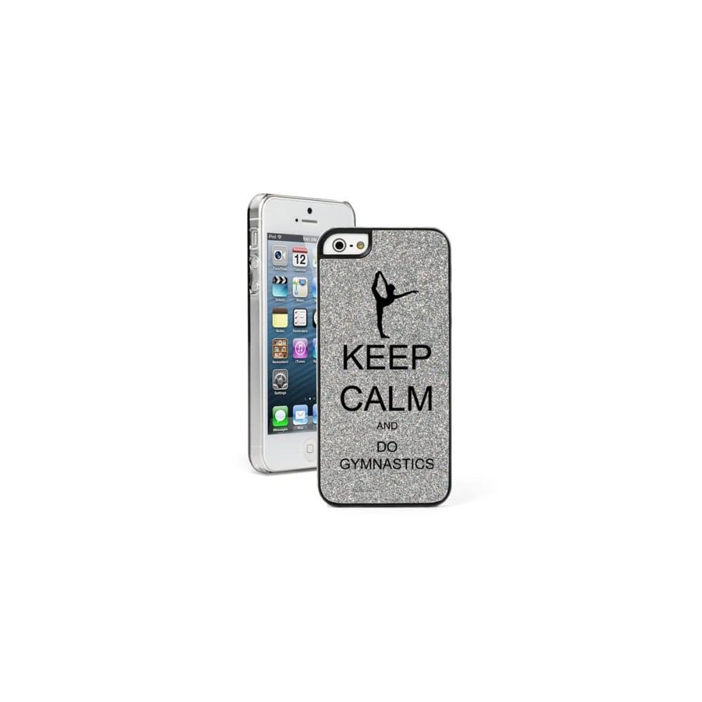 Silver Apple iPhone 5c Glitter Bling Hard Case Cover CG231 Keep Calm and Do Gymnastics